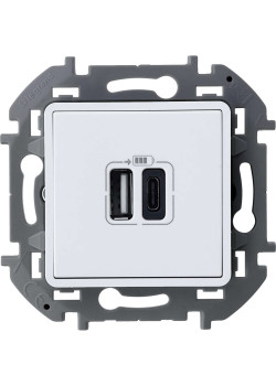 INSPIRIA Зарядное устройство USB А+С 3000мА 5Вбелый