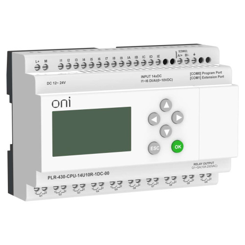 ПЛК 430 Модуль ЦПУ 8 DI 6 UI (0-10 В/DI) 10 RO 24В DC с экраном ONI