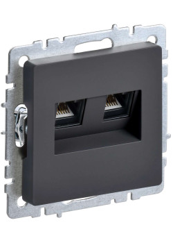 BRITE Розетка компьютерная двойная RJ45 кат.5E РК10-2-БрГ графит IEK