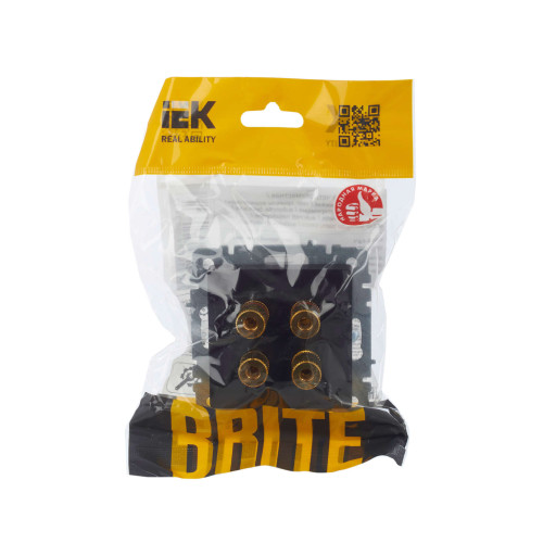 BRITE Аудиорозетка 4-местная РА10-БрЧ черный IEK
