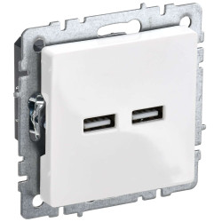 BRITE Розетка USB A+A 5В 3,1А РЮ10-1-БрБ белый IEK
