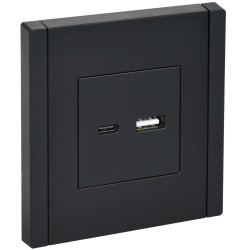 FORTE&PIANO Розетка USB A+C 3,1А FP150 черный IEK
