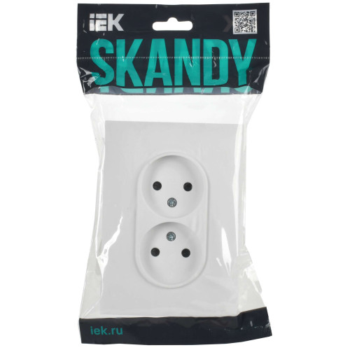SKANDY Розетка 2-местная без заземления без защитных шторок 10А в сборе SK-R10W арктический белый IEK