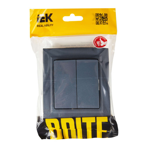 BRITE Выключатель 2-клавишный 10А в сборе ВСР10-2-0-БрМ маренго IEK