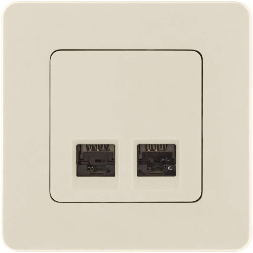 INSPIRIA Розетка компьютерная двойная RJ45 категория 5Е UTP слоновая кость