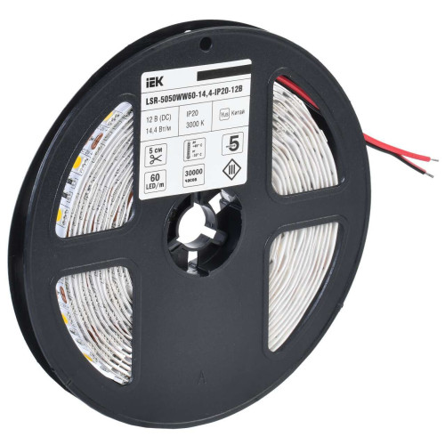 Лента светодиодная 5м LSR-5050WW60-14,4-IP20-12В IEK