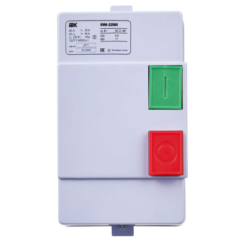 Контактор КМИ22560 25А в оболочке 220В/АС3 IP54 IEK