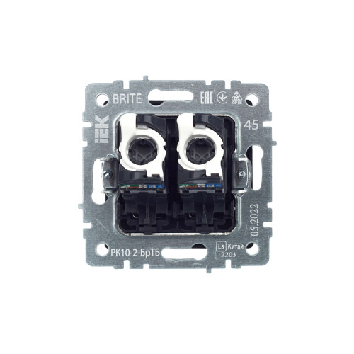 BRITE Розетка компьютерная двойная RJ45 кат.5E РК10-2-БрТБ темная бронза IEK