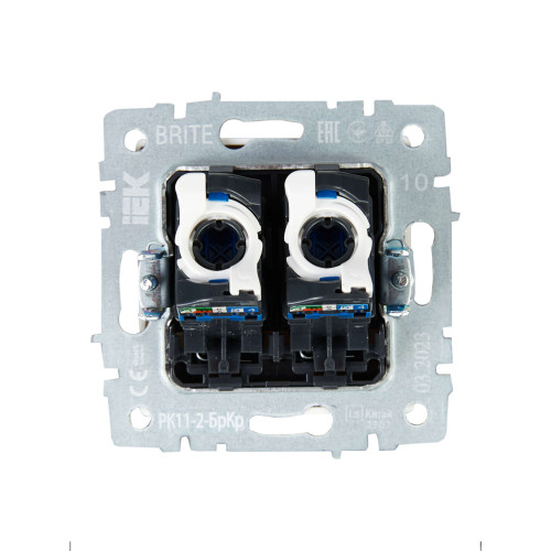 BRITE Розетка компьютерная двойная RJ45 кат.6 РК11-2-БрКр бежевый IEK