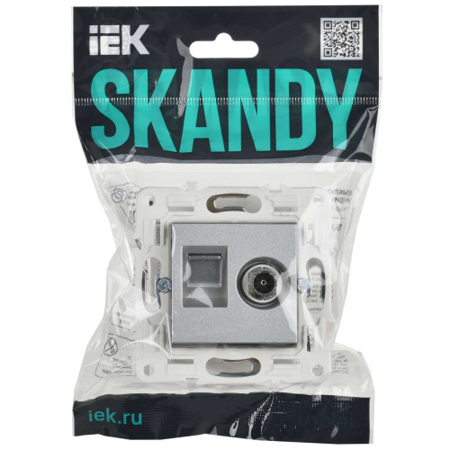 SKANDY Розетка двойная TV+RJ45 кат.5E SK-A14S серебряный IEK