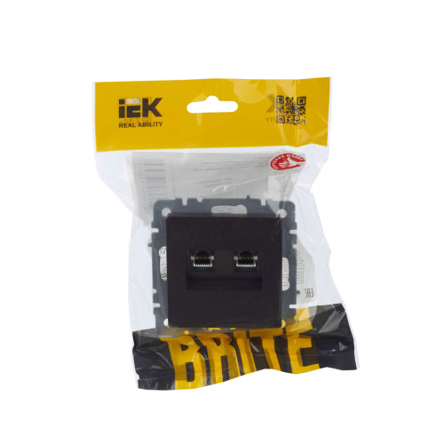 BRITE Розетка двойная RJ11+RJ45 кат.5E РК/Т12-БрТБ темная бронза IEK