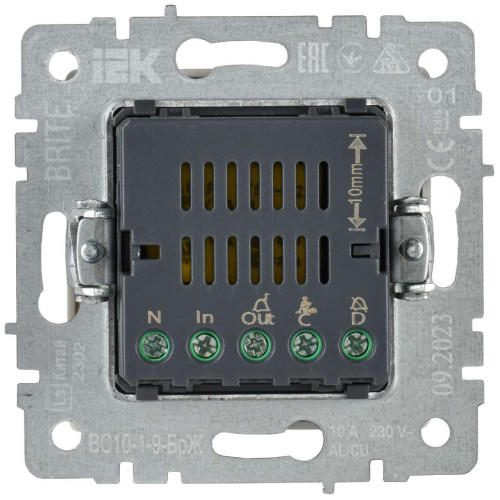 BRITE Кнопка звонка с индикацией для отелей 10А ВС10-1-9-БрЖ жемчуг IEK