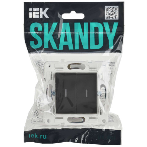 SKANDY Выключатель 2-клавишный с индикацией 10А SK-V09G графит IEK