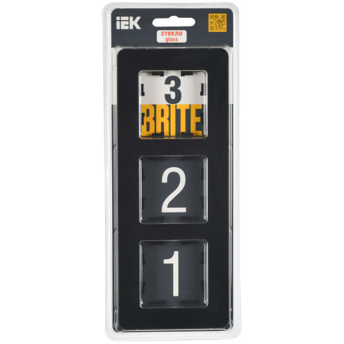 BRITE Рамка 3-местная РУ-3-2-Бр стекло черный RE IEK