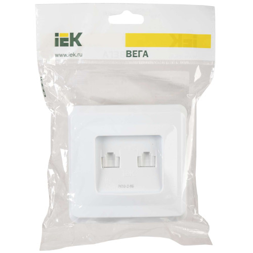 VEGA Розетка 2-местная компьютерная RJ45 кат.5е РК10-2-ВБ белый IEK