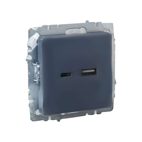 BRITE Розетка USB A+C 18Вт РЮ11-1-БрМ маренго IEK