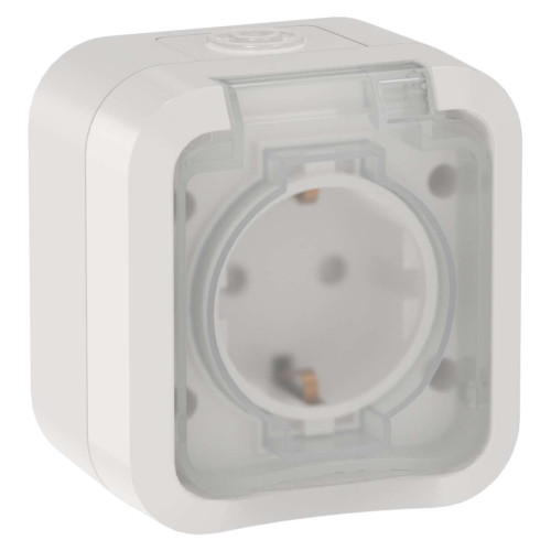 TORS Розетка 1-местная заземляющим контактом и крышкой 16А IP55 TS320 белый IEK