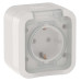 TORS Розетка 1-местная заземляющим контактом и крышкой 16А IP55 TS320 белый IEK