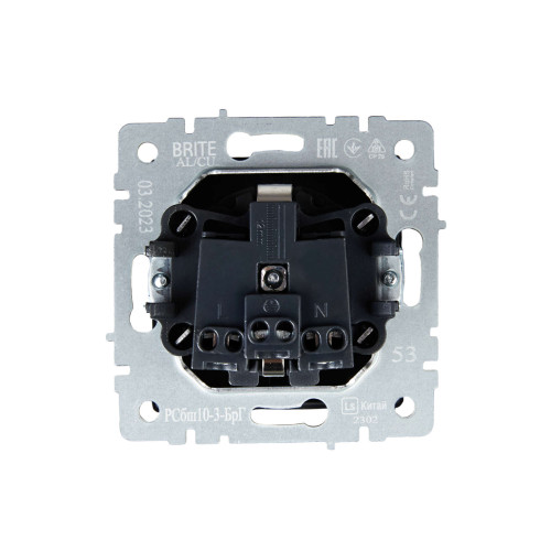 BRITE Розетка 1-местная с заземлением с защитными шторками и крышкой 16А IP20 РСбш10-3-БрГ графит IEK