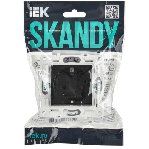 SKANDY Розетка с заземлением с защитными шторками 16А безвинтовое крепление SK-R06Bl черный IEK