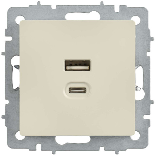 BRITE Розетка USB A+C 45Вт высокоскоростная зарядка РЮ11-2-БрКр бежевый IEK
