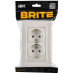 BRITE Розетка 2-местная с заземлением с защитными шторками плоская 16А в сборе РСшПл12-3-БрЖ жемчуг IEK