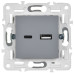 SKANDY Розетка USB A+C 3,1А SK-R14Gr серый IEK SKANDY Розетка USB A+C 3,1А SK-R14Gr серый IEK