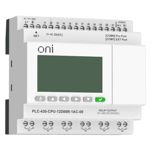 ПЛК 430 Модуль ЦПУ 12 DI 6 RO 220В AC с Ethernet портом с экраном ONI