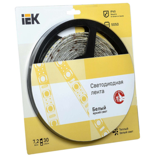 Лента светодиодная 5м блистер LSR-5050WW30-7,2-IP65-12V IEK