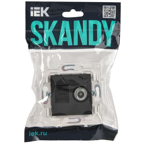 SKANDY Розетка двойная TV+RJ45 кат.6 SK-A15G графит IEK