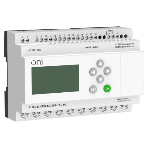 ПЛК 430 Модуль ЦПУ 14 DI 10 RO 220В AC с экраном ONI