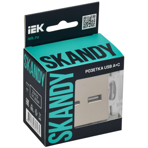 SKANDY Розетка USB A+C 3,1А SK-R14Sa песочный IEK