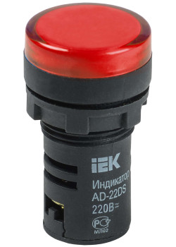 Лампа AD22DS(LED)матрица d=22мм красный 230В IEK