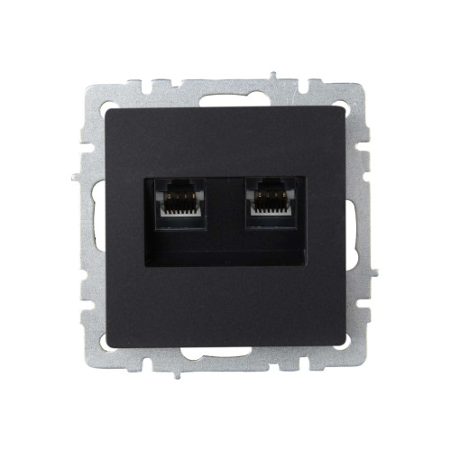 BRITE Розетка компьютерная двойная RJ45 кат.6 РК11-2-БрЧ черный IEK