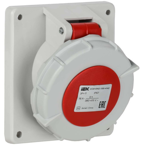 Розетка встраиваемая ССИ-4142 16А-6ч/380В 3P+PE IP67 IEK