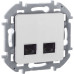 INSPIRIA Розетка компьютерная двойная RJ45 категория 6 UTP белый INSPIRIA Розетка компьютерная двойная RJ45 категория 6 UTP белый