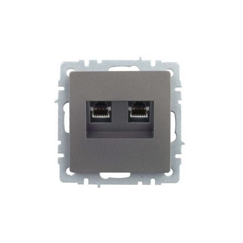 BRITE Розетка компьютерная двойная RJ45 кат.5E РК10-2-БрС сталь IEK