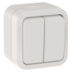 TORS Выключатель двухклавишный проходной 10А IP55 TS325 белый IEK