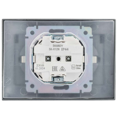 SKANDY Розетка 2-местная и крышкой 16А в сборе IP44 SK-R12N металл никель IEK