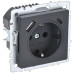 BRITE Розетка 1-местная с заземлением с защитными шторками 16А с USB A+C 18Вт РЮш11-1-БрГ графит IEK