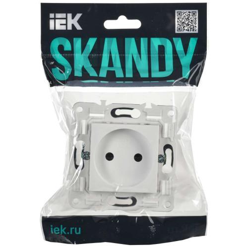 SKANDY Розетка без заземления с защитными шторками 10А SK-R01W арктический белый IEK