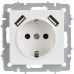 BRITE Розетка 1-местная с заземлением с защитными шторками 16А с USB A+A 5В 3,1А РЮш10-2-БрАБ арктический белый IEK