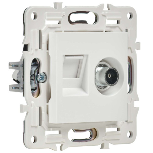 SKANDY Розетка двойная TV+RJ45 кат.6 SK-A15W арктический белый IEK