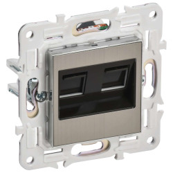 SKANDY Розетка компьютерная двойная RJ45 кат.5E SK-K03N металл никель IEK