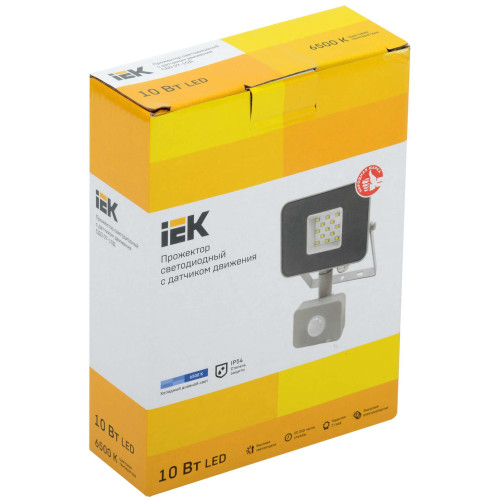 Прожектор светодиодный СДО 07-10Д с датчиком движения IP54 серый IEK