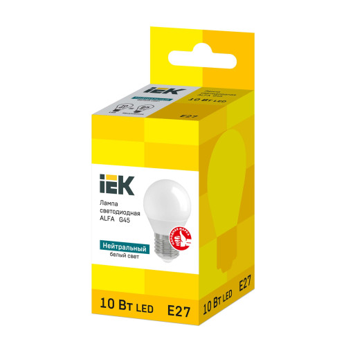 Лампа светодиодная ALFA G45 шар 10Вт 230В 4000К E27 IEK