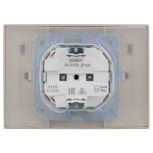SKANDY Розетка 2-местная и крышкой 16А в сборе IP44 SK-R12Sh шампань IEK