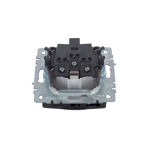 BRITE Розетка 1-местная с заземлением с защитными шторками и крышкой 16А IP44 РСбш10-3-44-БрЧ черный IEK