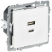BRITE Розетка USB A+C 45Вт высокоскоростная зарядка РЮ11-2-БрАБ арктический белый IEK