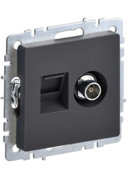 BRITE Розетка двойная TV+RJ45 кат.5E РТВ/РК12-БрГ графит IEK